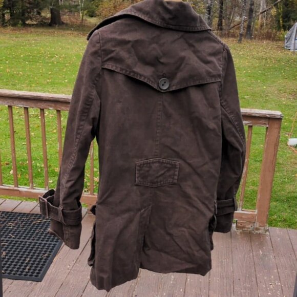 H & M Brown Utility Jacket Womens Sz 8 Farmcore Ranch Country Missing Belt Distr - Picture 5 of 6